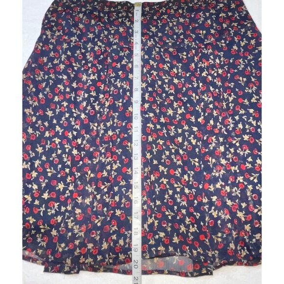 Old Navy Womens Floral Skirt M Navy & Red Elastic waist Knee length flare - Picture 2 of 3
